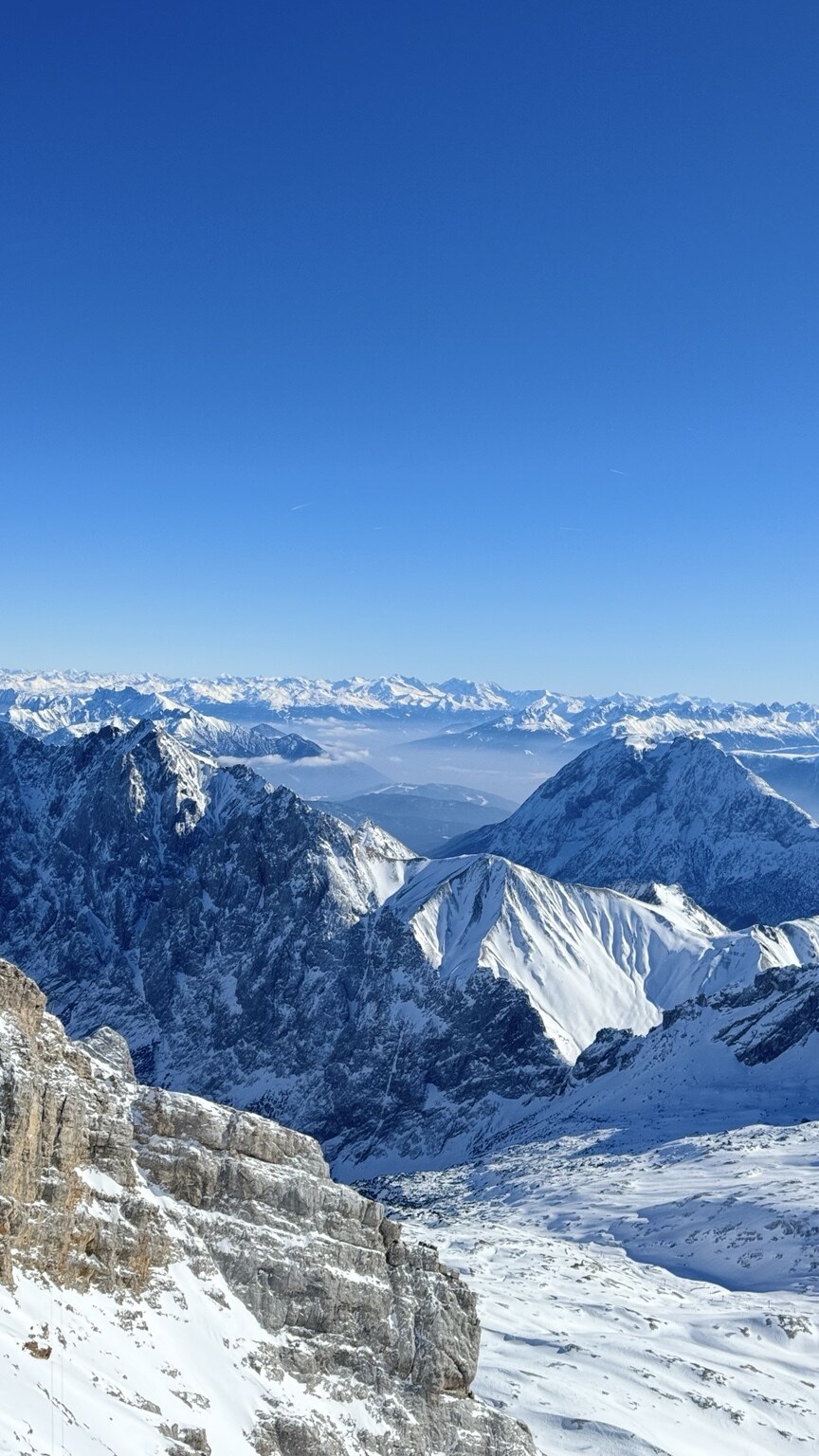 Winter Alpine panorama from Zugspitze
