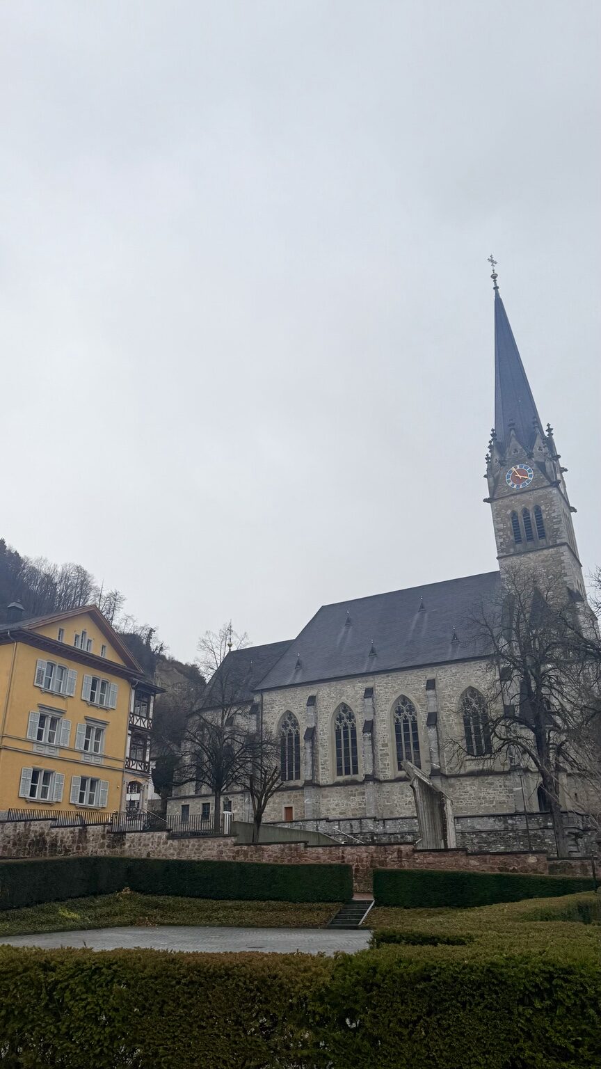 Vaduz Cathedral viewed from the town