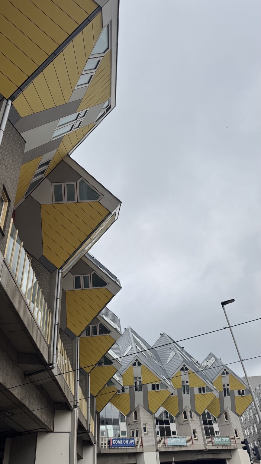 The yellow Cube Houses in Rotterdam, photographed by Libby